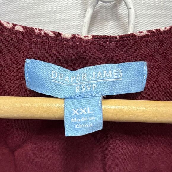 Draper James RSVP Floral Dress Burgundy Wrap Smocked Waist Midi XXL Plus Size - Picture 8 of 10